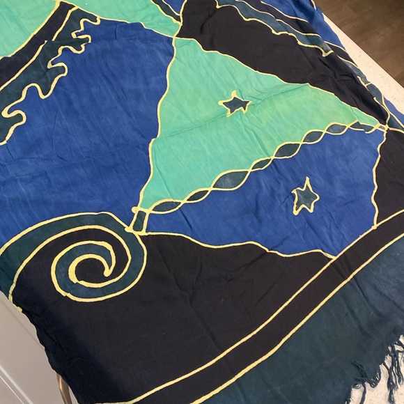 Free with purchase RICKIS SWIMWEAR teal blue green wrap sarong fringe pareo - Picture 5 of 5